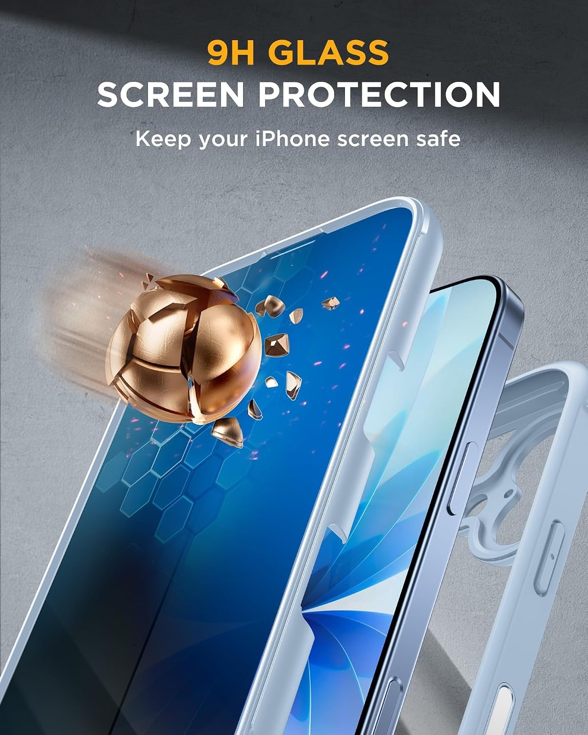 image:imageMiracase for iPhone 18 Pro Case with Privacy Screen Protector BlackLight Blue