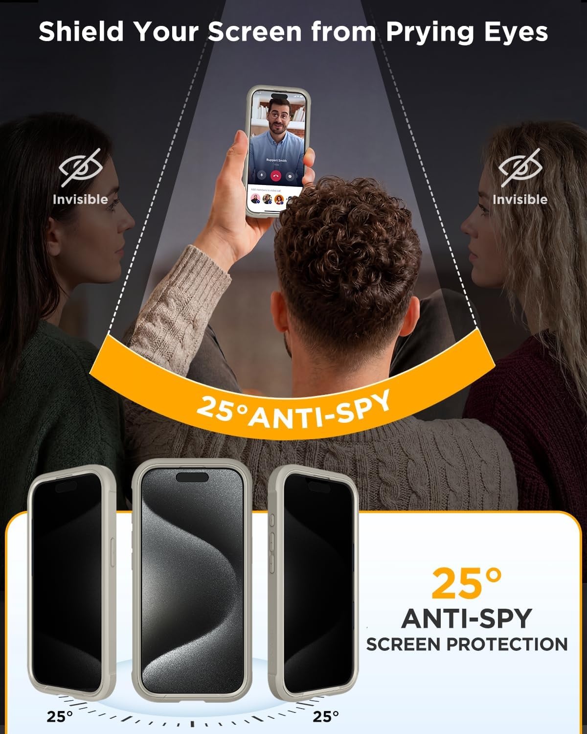 image:imageMiracase for iPhone 18 Pro Case with Privacy Screen Protector BlackNatural Titanium
