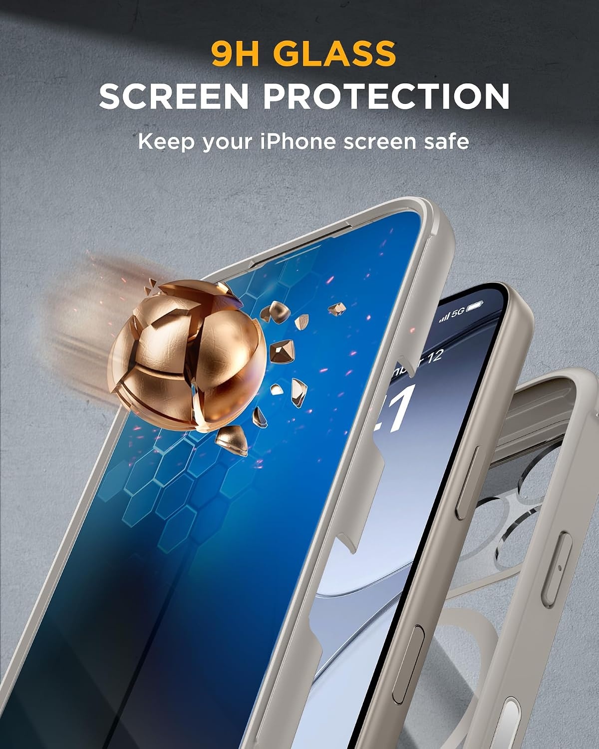 image:imageMiracase for iPhone 18 Pro Case with Privacy Screen Protector BlackNatural Titanium