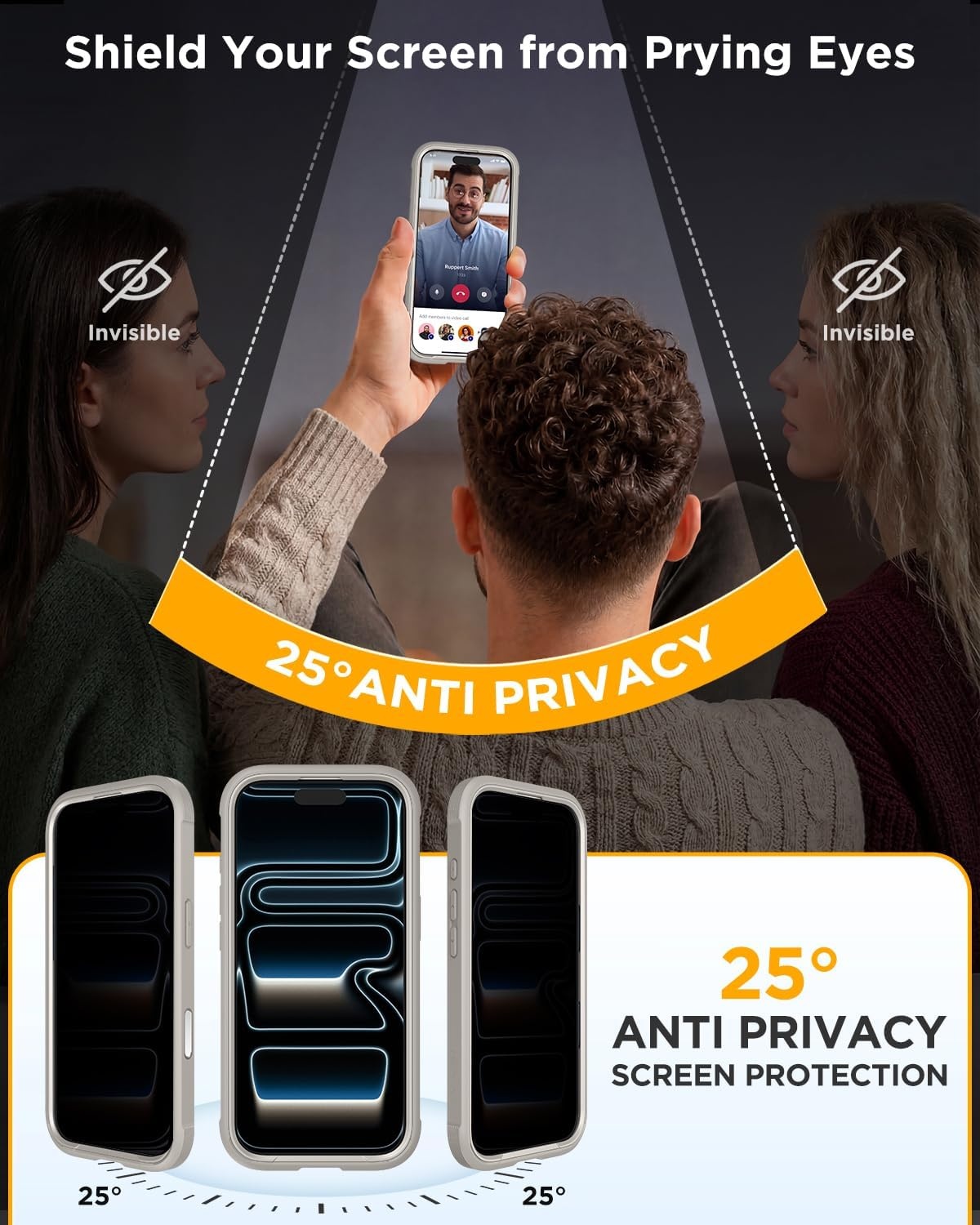 image:imageMiracase for iPhone 18 Pro Case with Privacy Screen Protector BlackNatural Titanium
