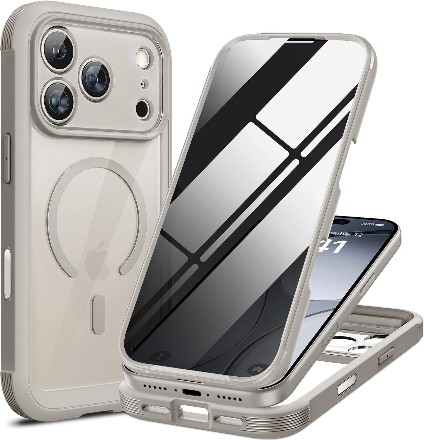 image:imageMiracase for iPhone 18 Pro Case with Privacy Screen Protector BlackNatural Titanium