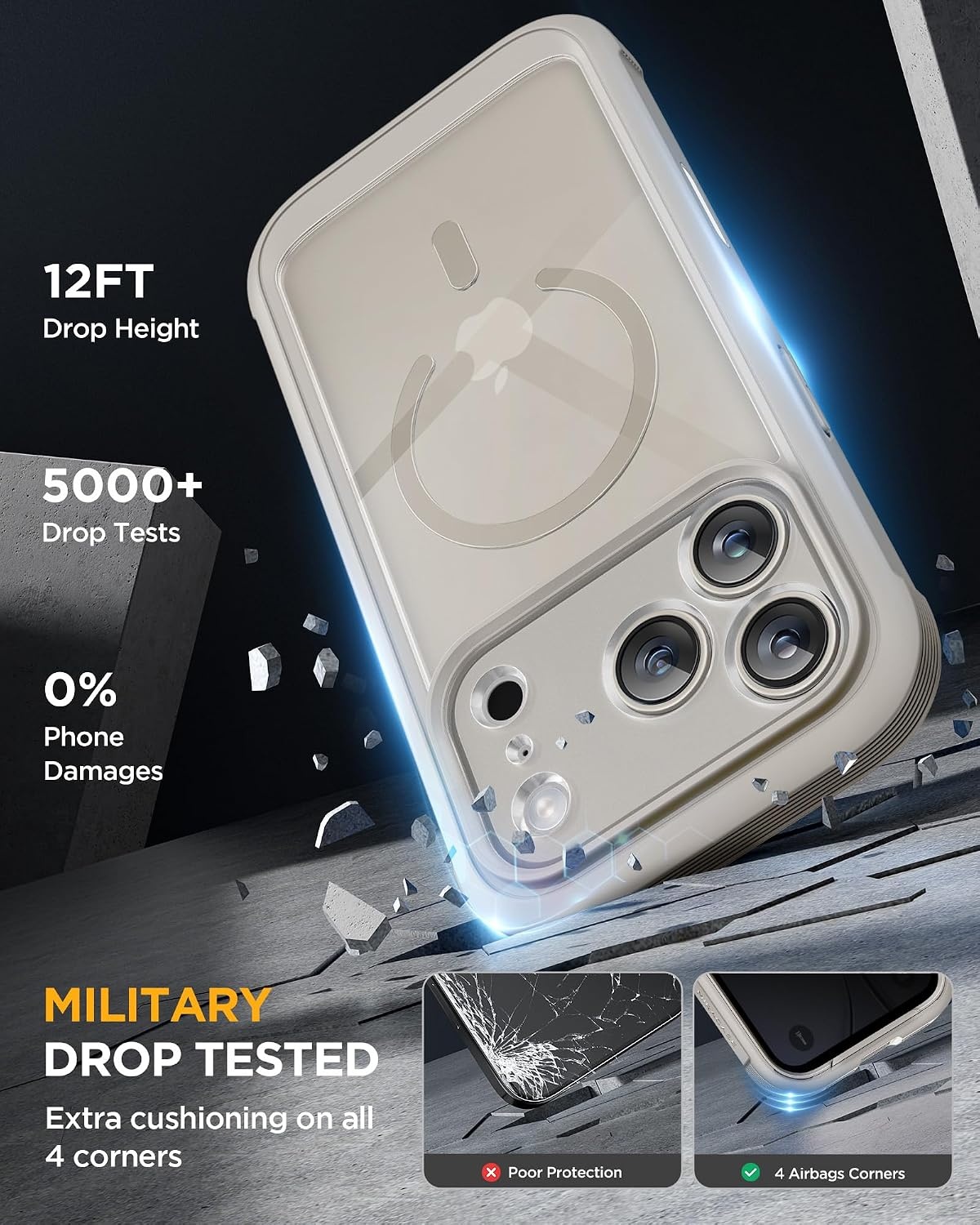 image:imageMiracase for iPhone 18 Pro Case with Privacy Screen Protector BlackNatural Titanium