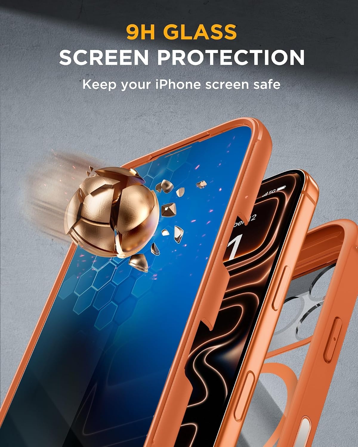 image:imageMiracase for iPhone 18 Pro Case with Privacy Screen Protector BlackOrange