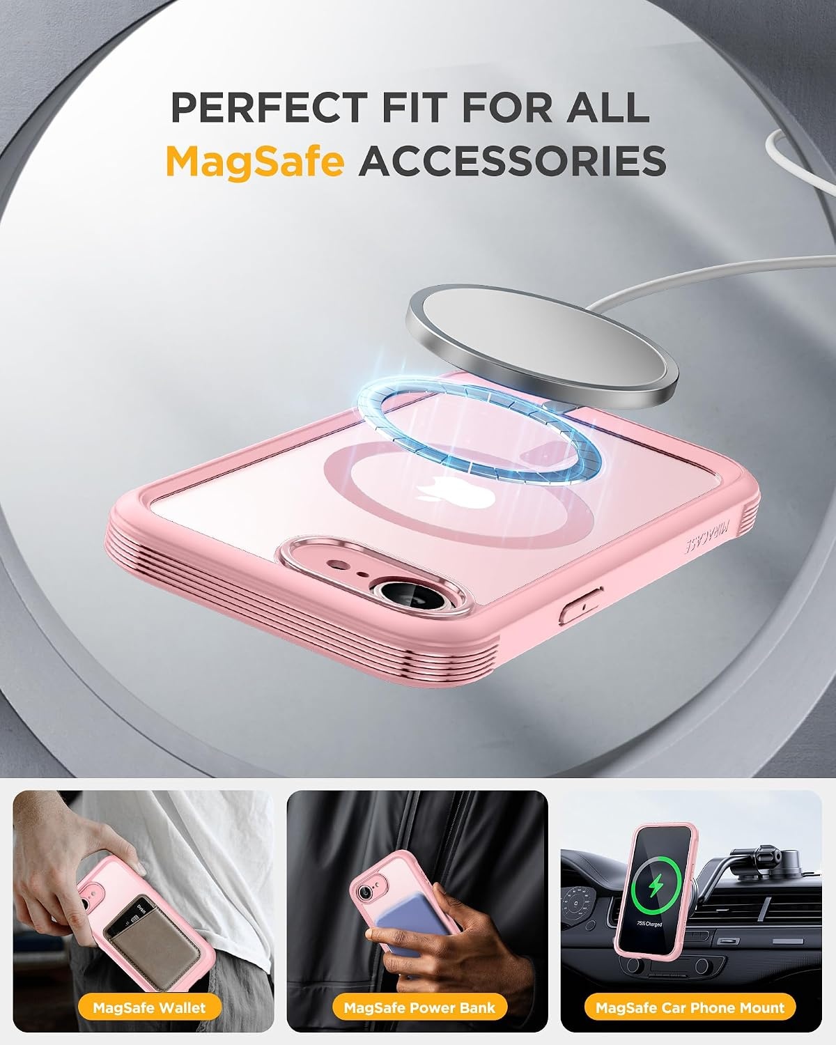 image:imageMiracase for iPhone 18 Pro Case with Privacy Screen Protector BlackPink