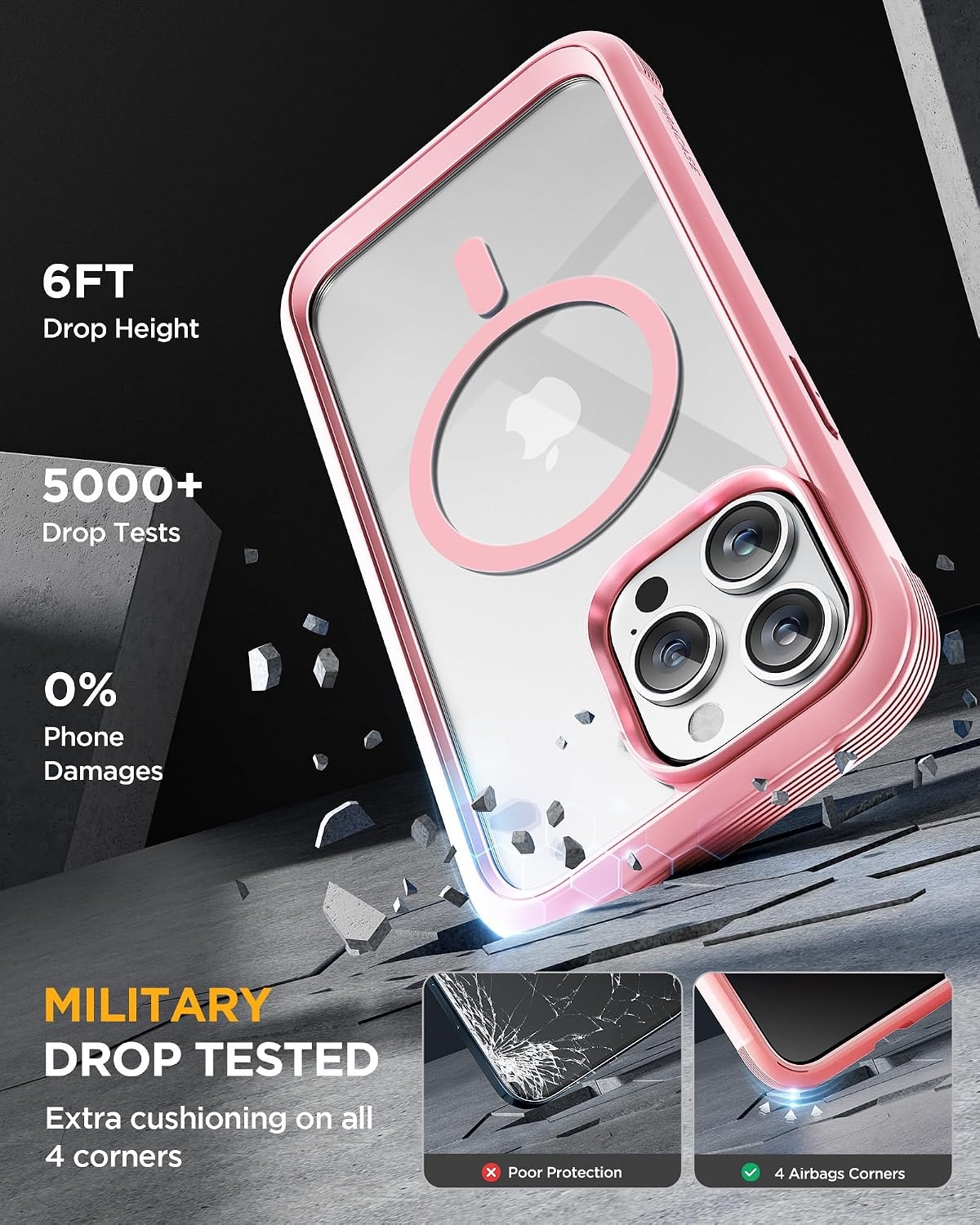 image:imageMiracase for iPhone 18 Pro Case with Privacy Screen Protector BlackPink