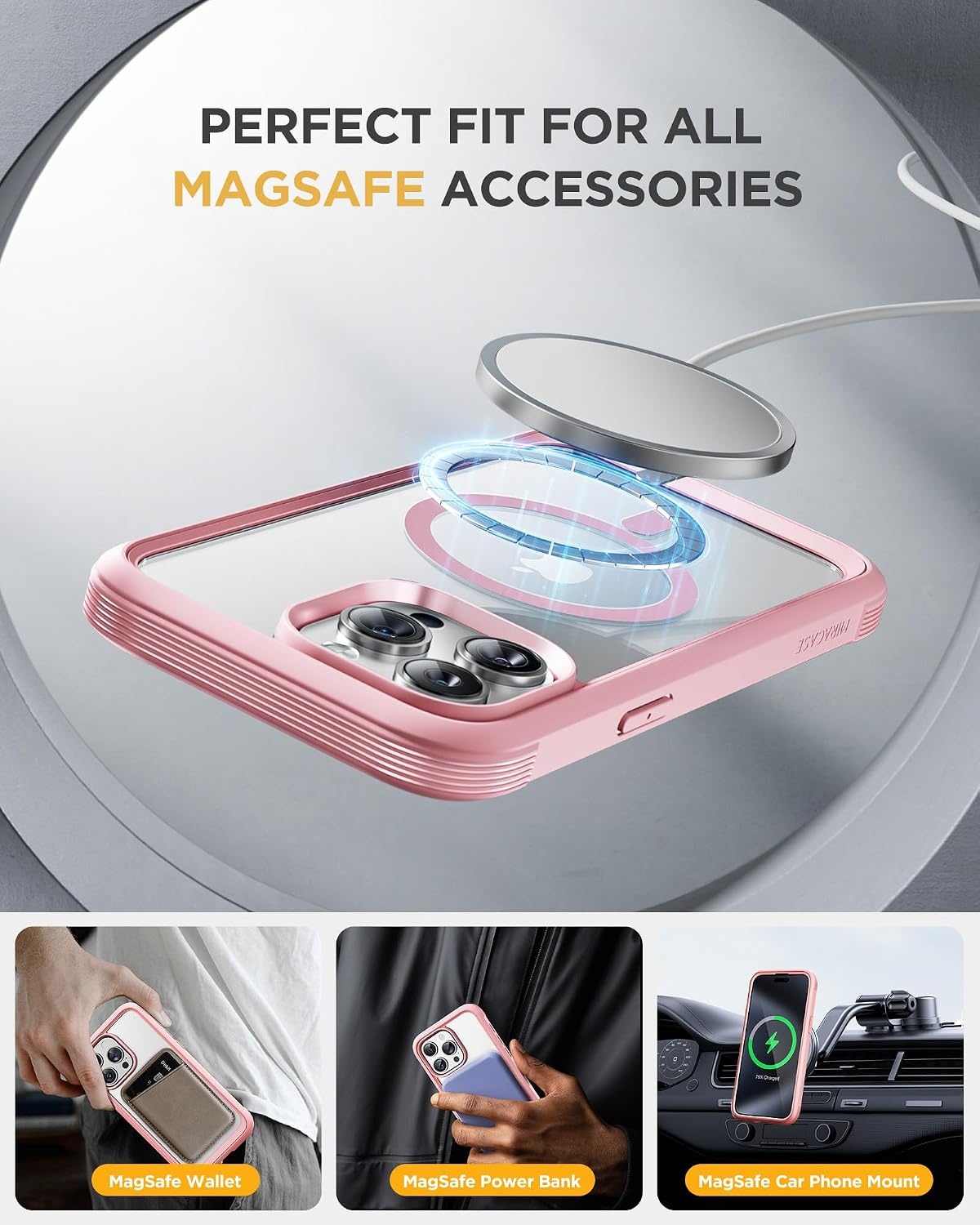 image:imageMiracase for iPhone 18 Pro Case with Privacy Screen Protector BlackPink