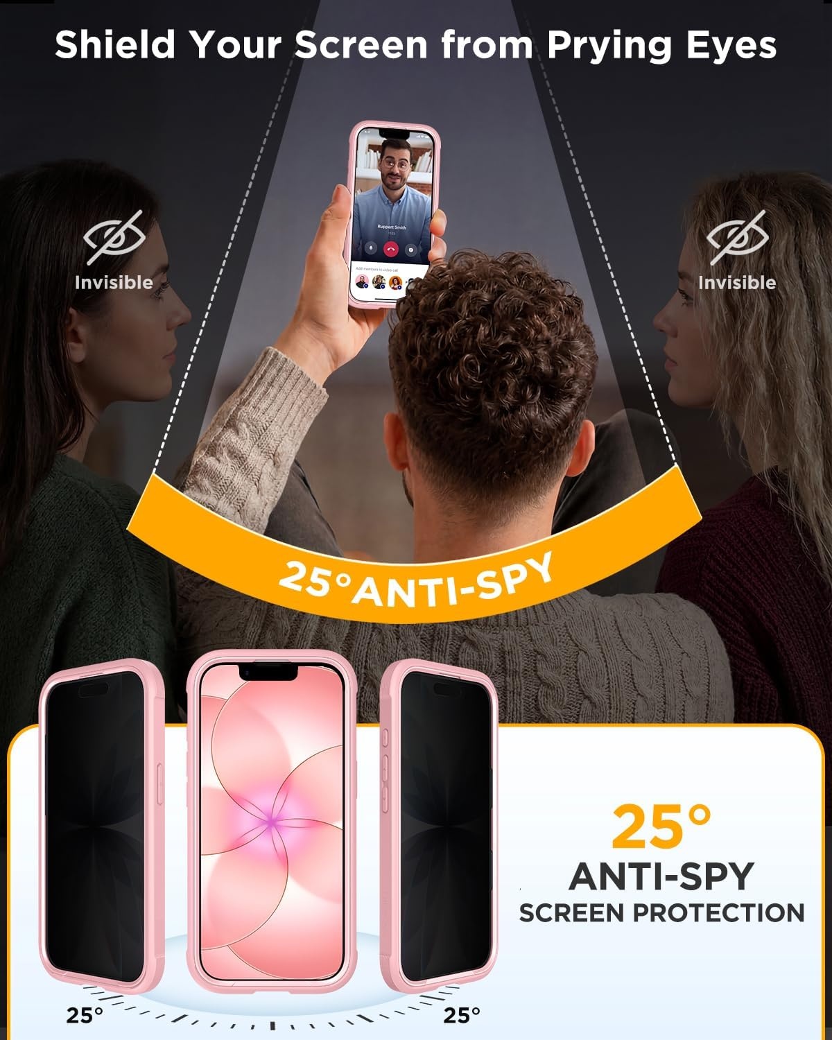 image:imageMiracase for iPhone 18 Pro Case with Privacy Screen Protector BlackPink