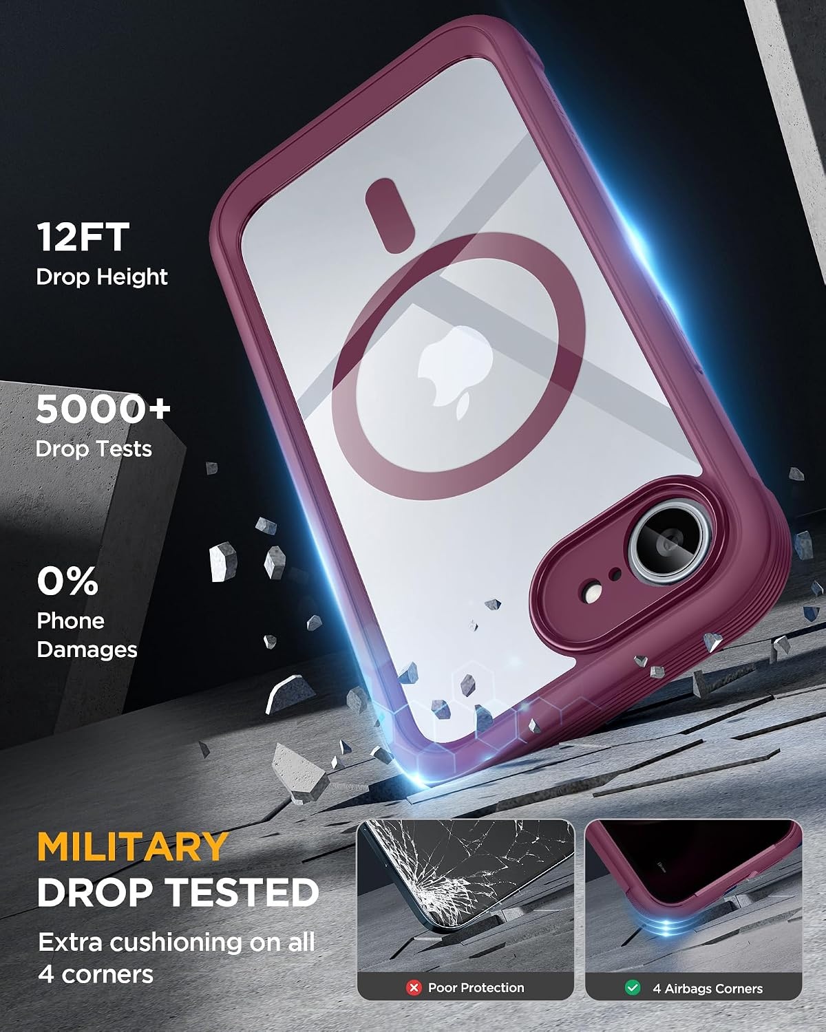 image:imageMiracase for iPhone 18 Pro Case with Privacy Screen Protector BlackPlum