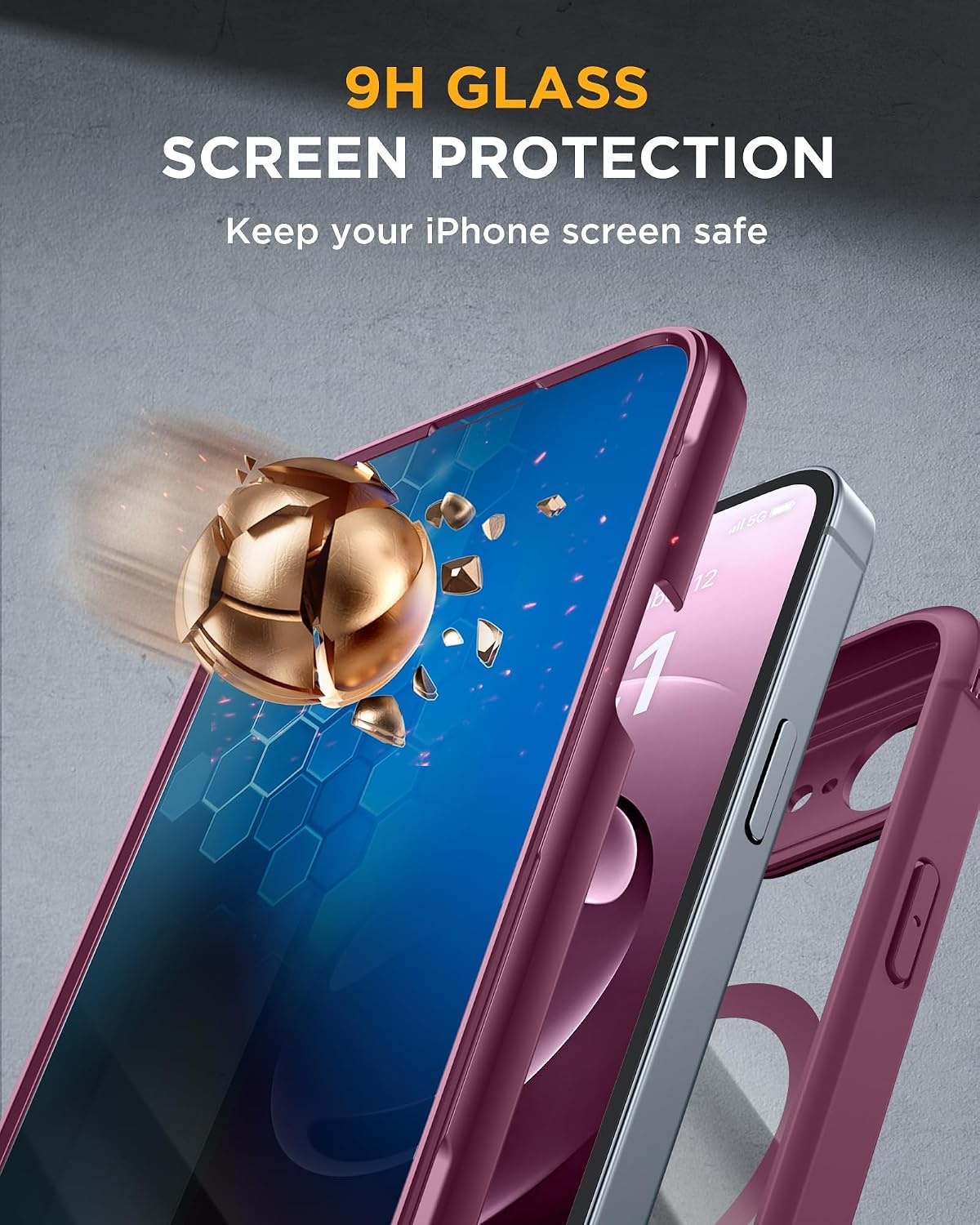 image:imageMiracase for iPhone 18 Pro Case with Privacy Screen Protector BlackPlum
