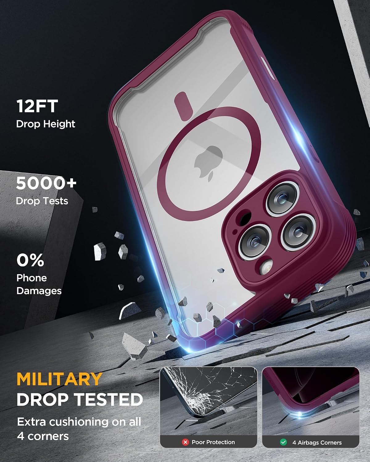 image:imageMiracase for iPhone 18 Pro Case with Privacy Screen Protector BlackPlum
