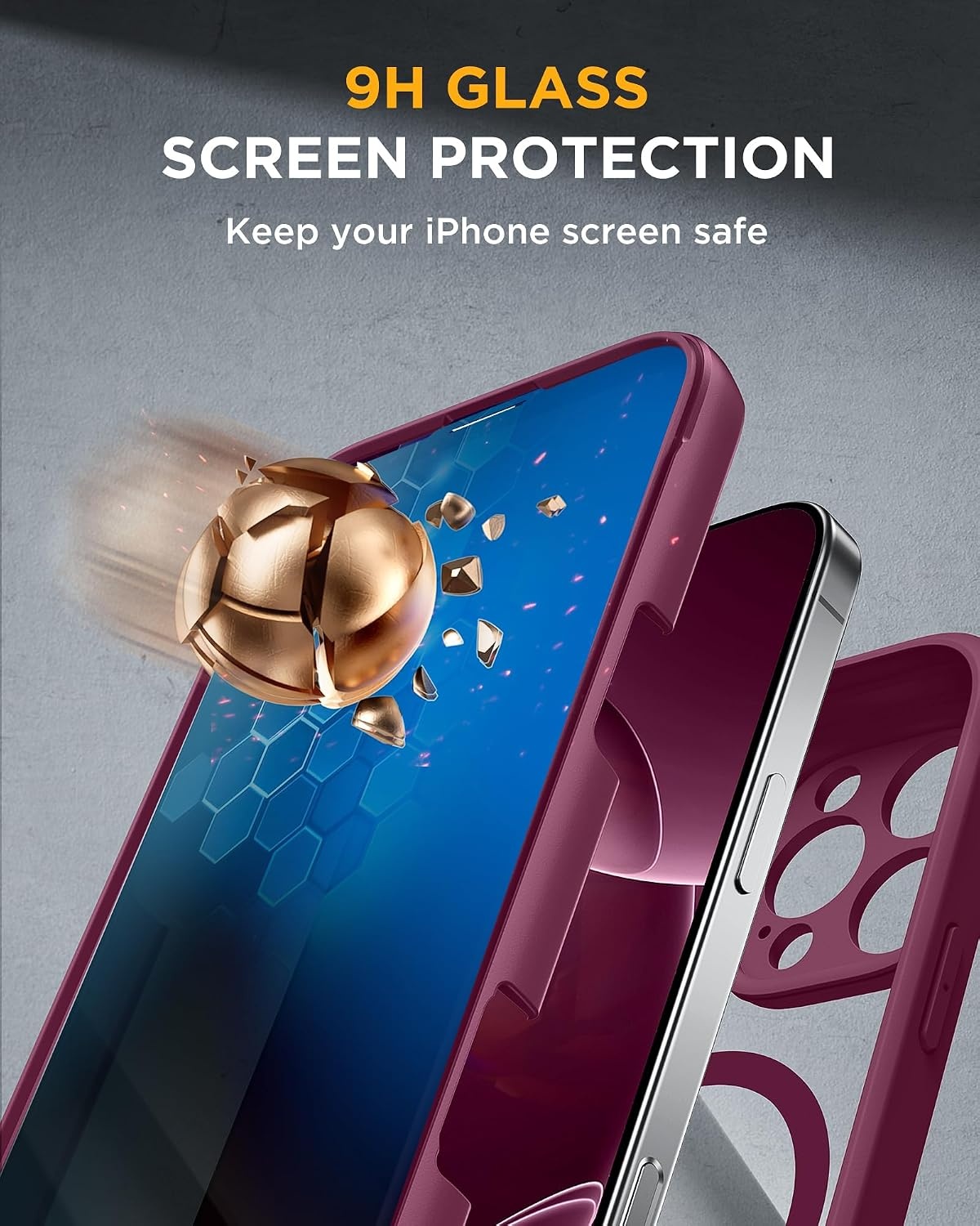 image:imageMiracase for iPhone 18 Pro Case with Privacy Screen Protector BlackPlum