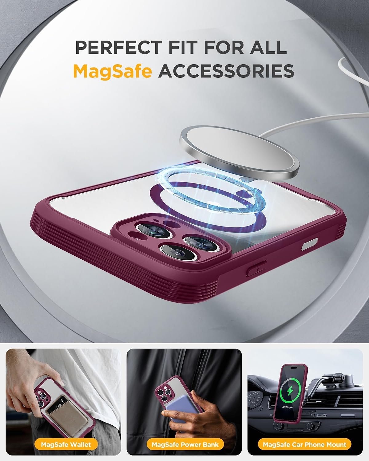 image:imageMiracase for iPhone 18 Pro Case with Privacy Screen Protector BlackPlum