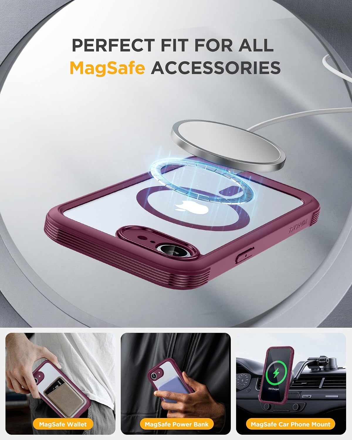 image:imageMiracase for iPhone 18 Pro Case with Privacy Screen Protector BlackPlum