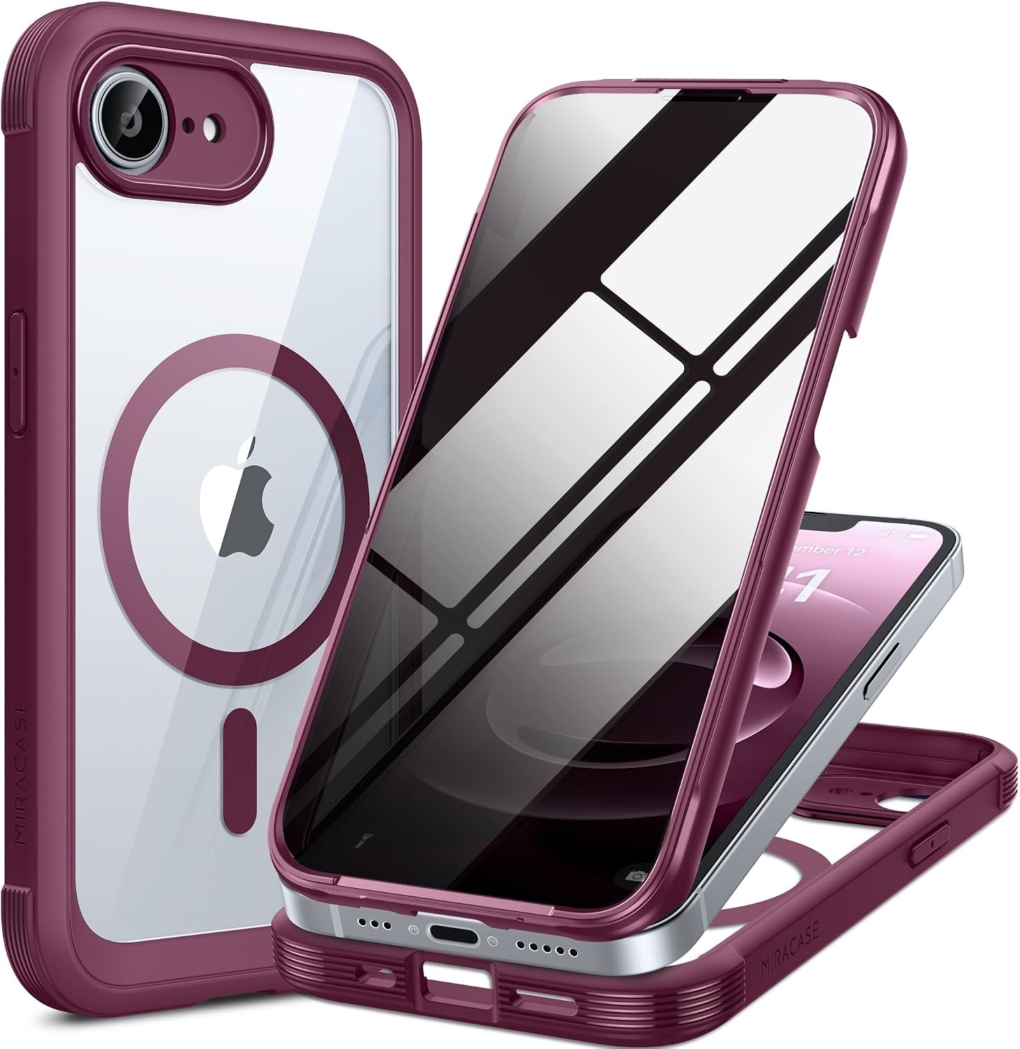 image:imageMiracase for iPhone 18 Pro Case with Privacy Screen Protector BlackPlum