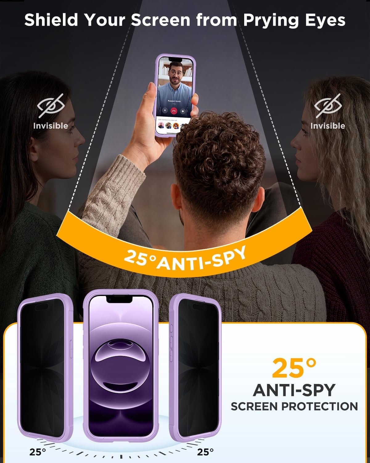 image:imageMiracase for iPhone 18 Pro Case with Privacy Screen Protector BlackPruple