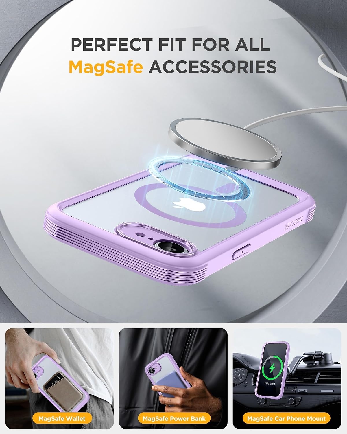 image:imageMiracase for iPhone 18 Pro Case with Privacy Screen Protector BlackPruple