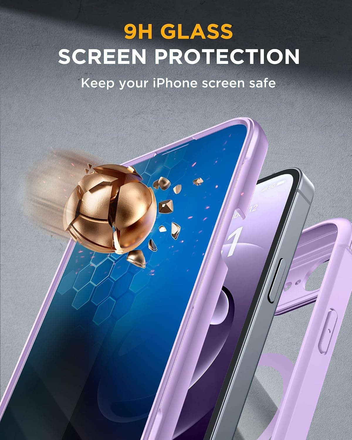 image:imageMiracase for iPhone 18 Pro Case with Privacy Screen Protector BlackPruple