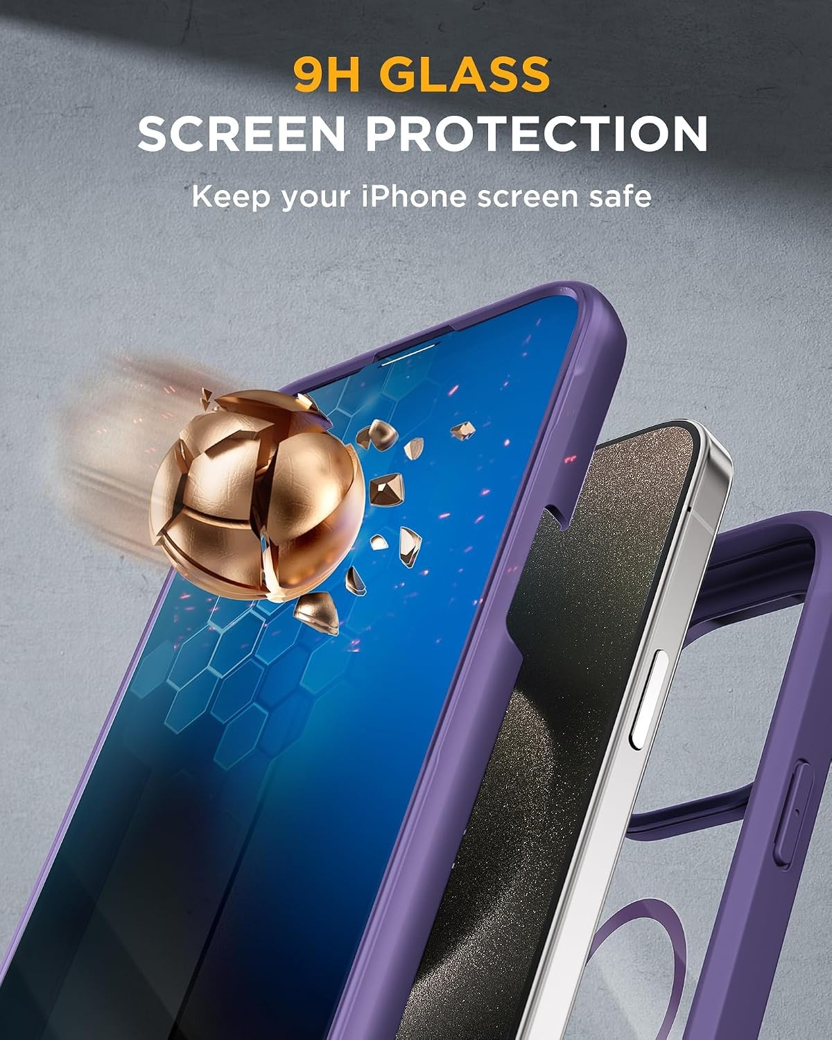 image:imageMiracase for iPhone 18 Pro Case with Privacy Screen Protector BlackPurple