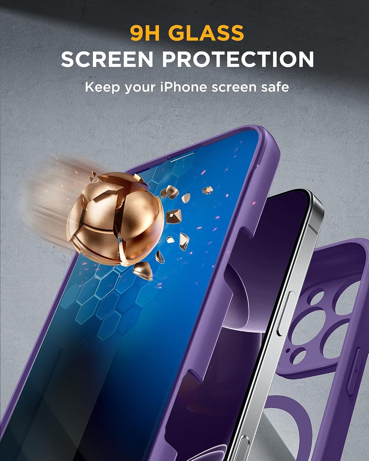 image:imageMiracase for iPhone 18 Pro Case with Privacy Screen Protector BlackPurple