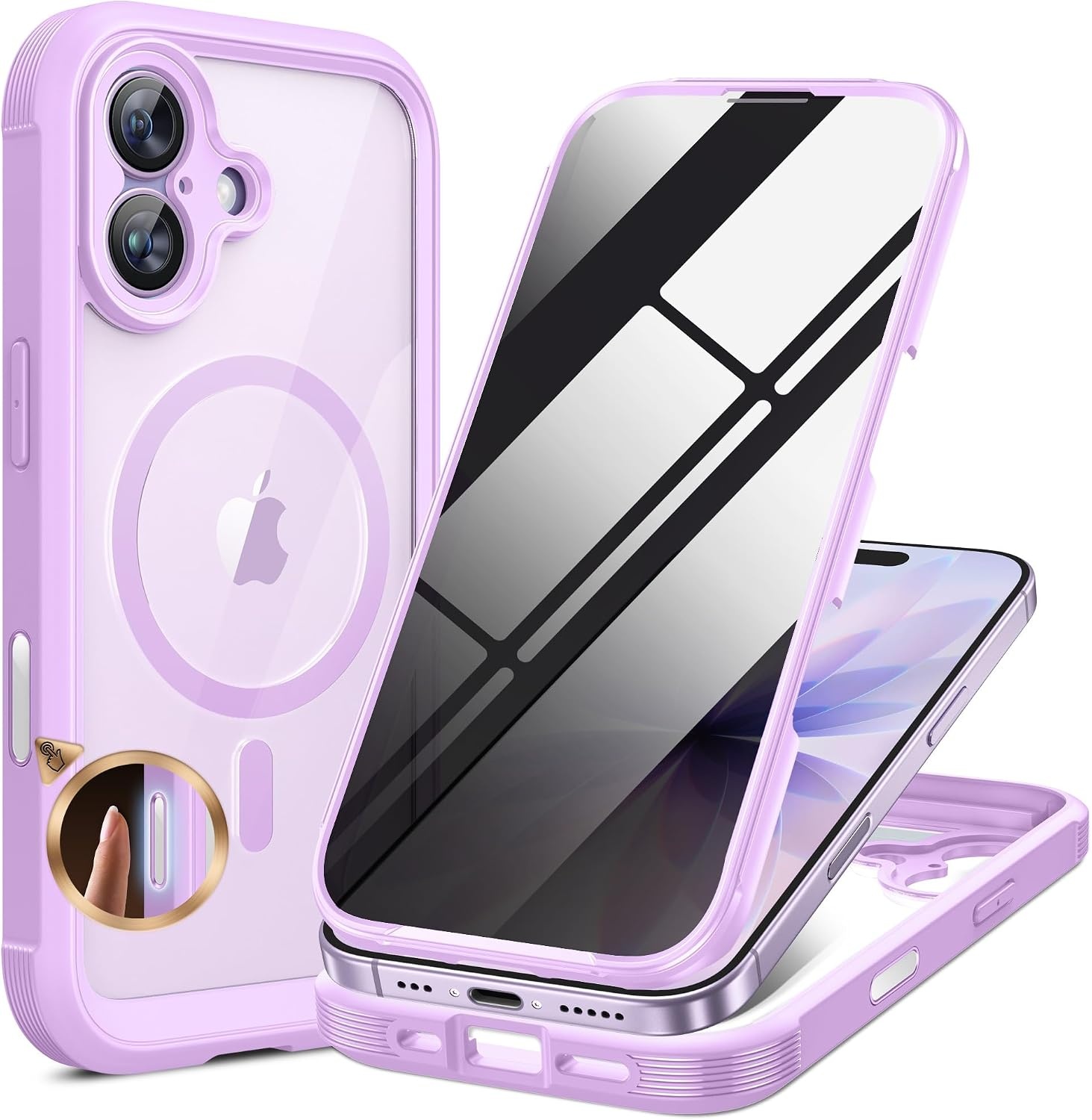 image:imageMiracase for iPhone 18 Pro Case with Privacy Screen Protector BlackPurple