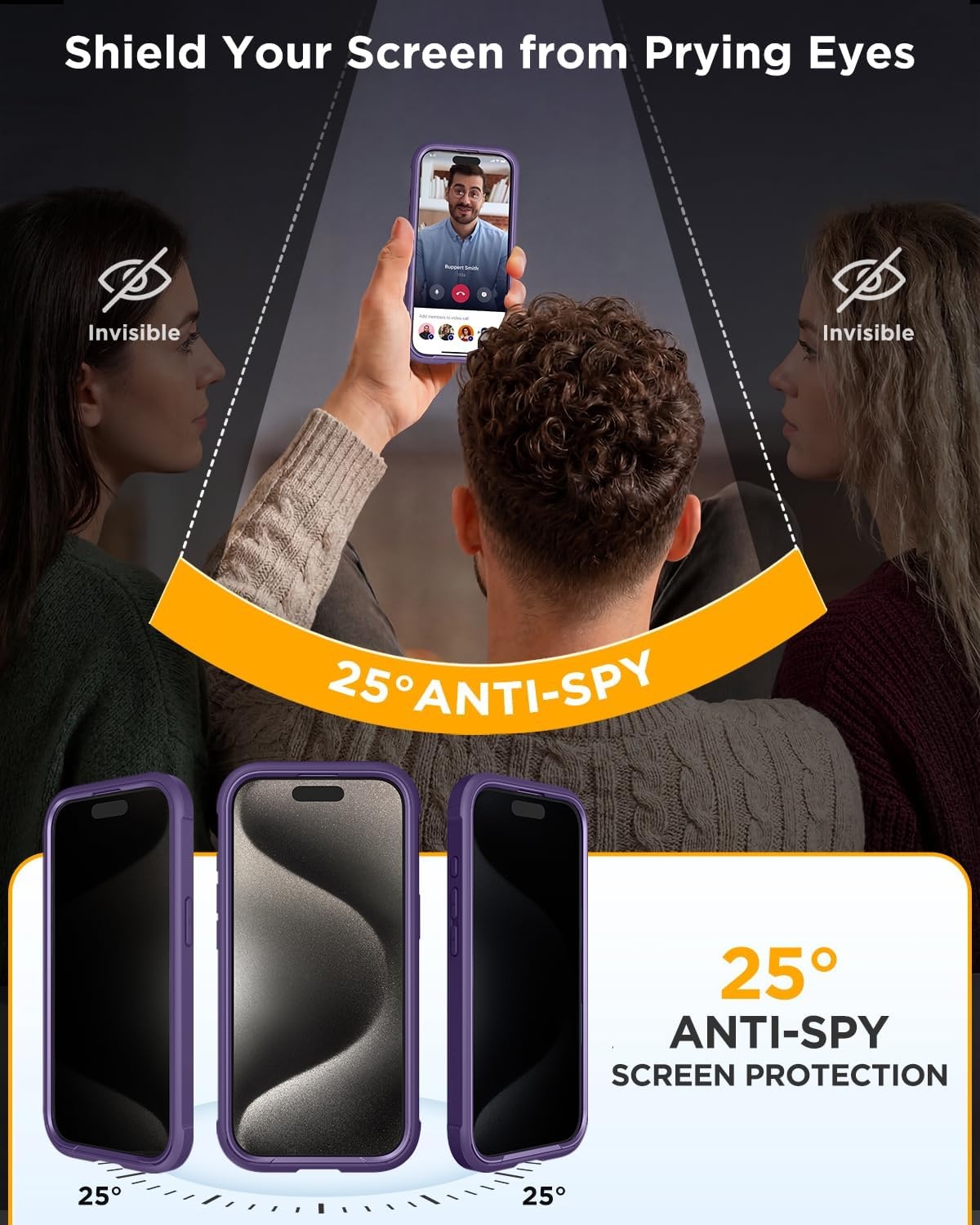 image:imageMiracase for iPhone 18 Pro Case with Privacy Screen Protector BlackPurple
