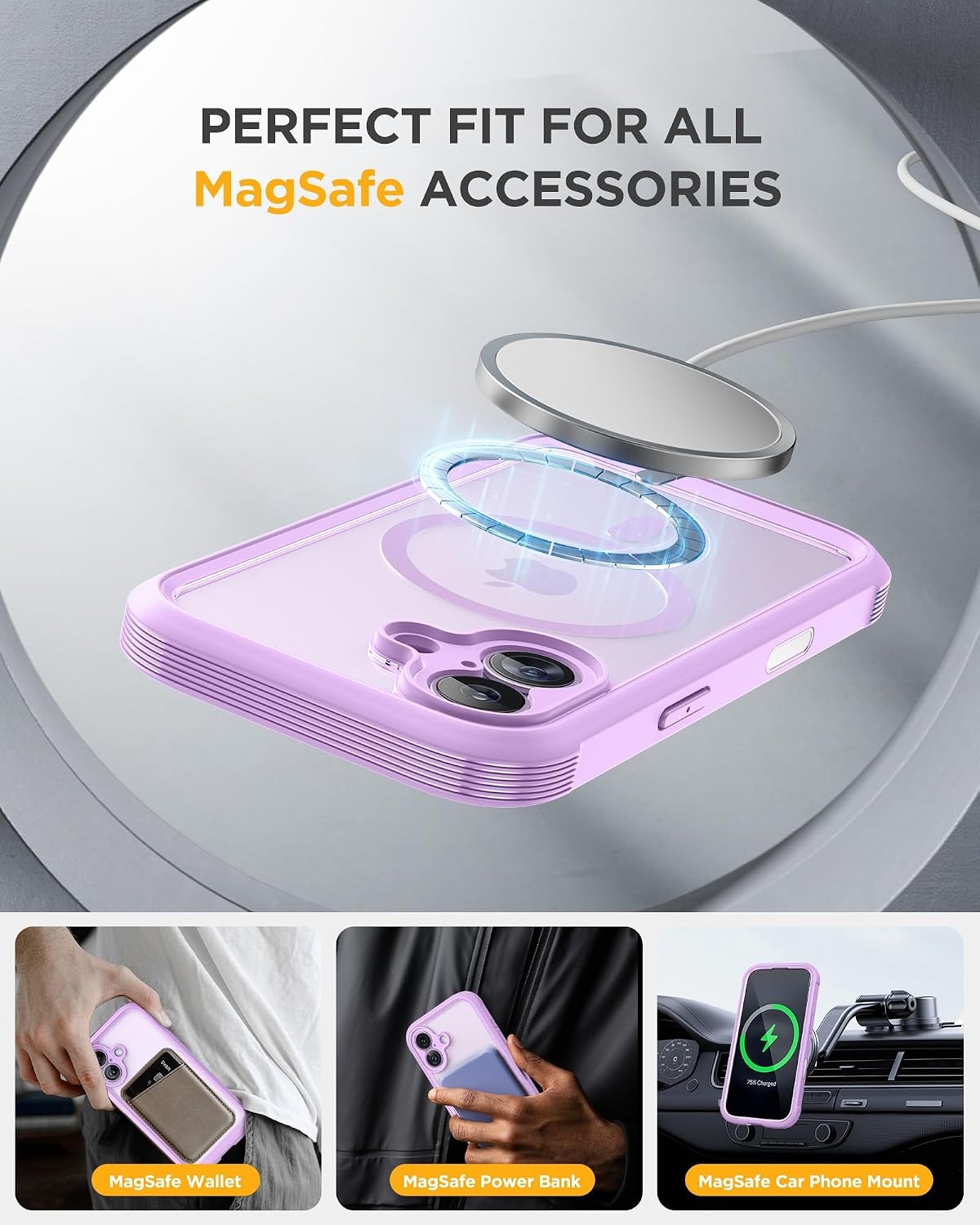 image:imageMiracase for iPhone 18 Pro Case with Privacy Screen Protector BlackPurple