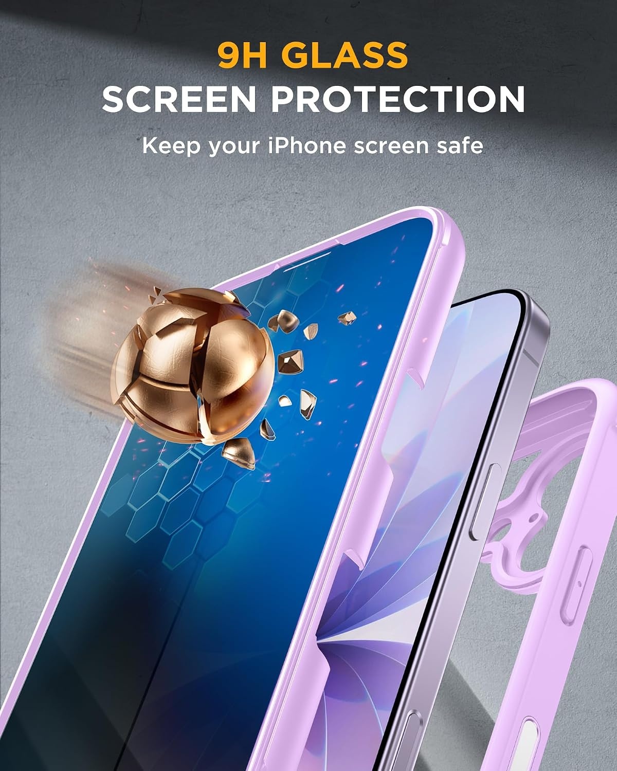 image:imageMiracase for iPhone 18 Pro Case with Privacy Screen Protector BlackPurple