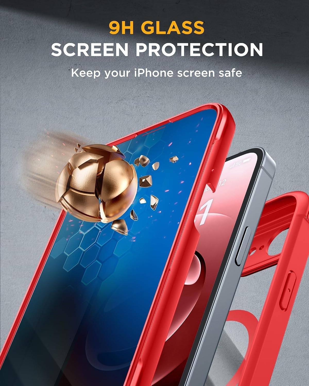 image:imageMiracase for iPhone 18 Pro Case with Privacy Screen Protector BlackRed