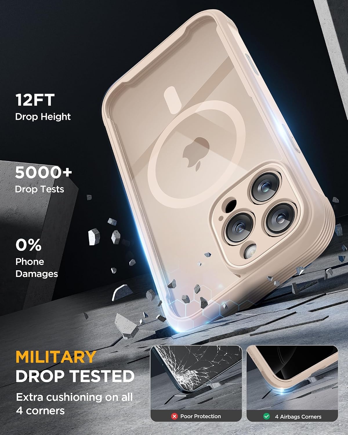 image:imageMiracase for iPhone 18 Pro Case with Privacy Screen Protector BlackSand
