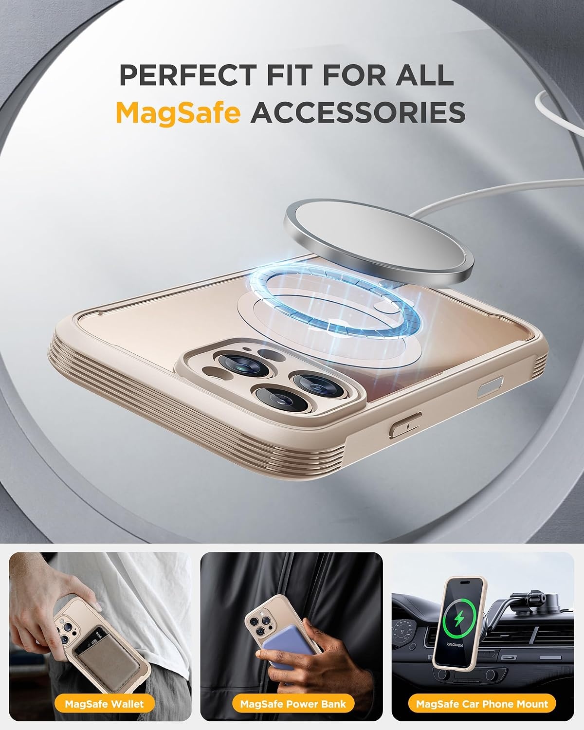 image:imageMiracase for iPhone 18 Pro Case with Privacy Screen Protector BlackSand