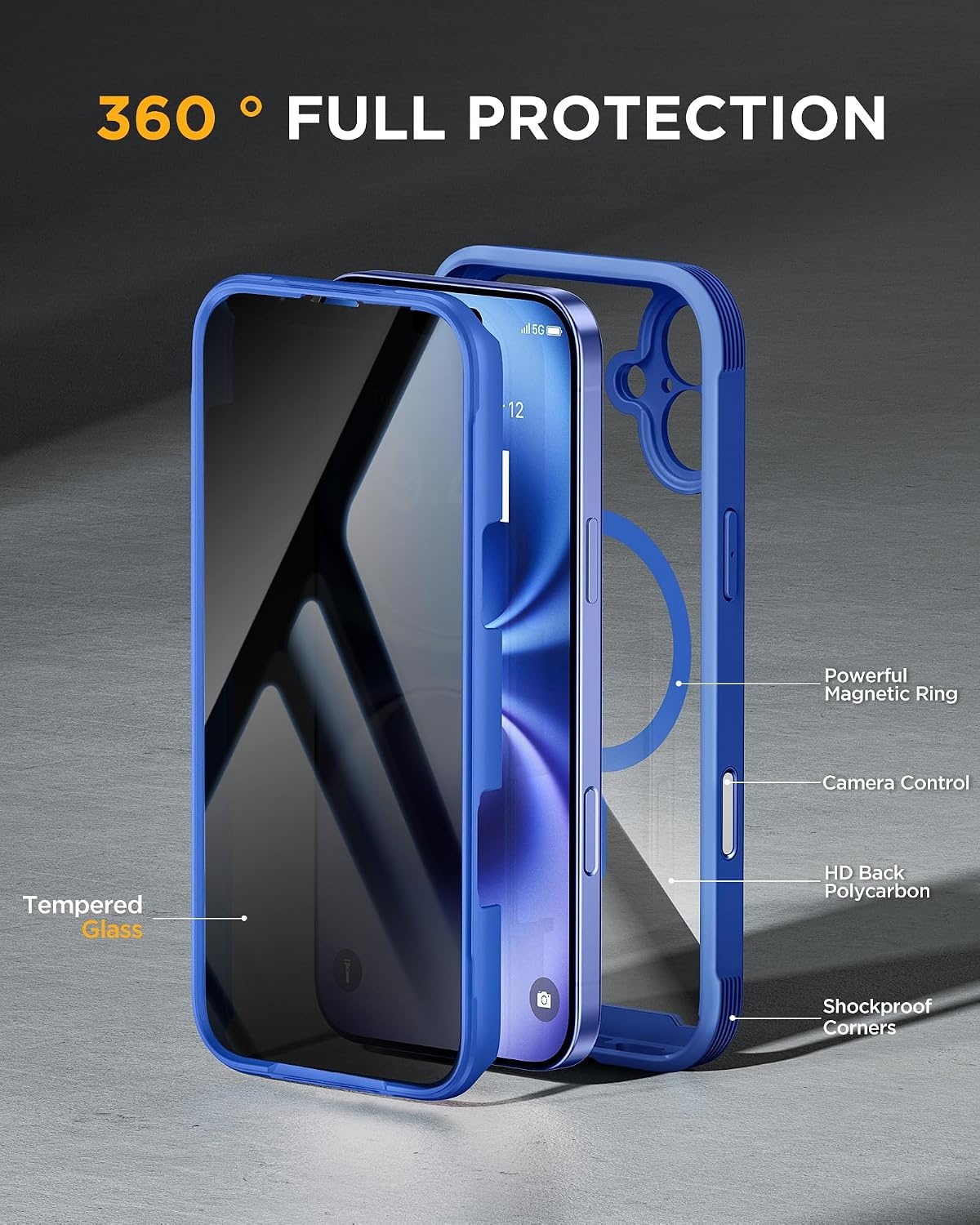 image:imageMiracase for iPhone 18 Pro Case with Privacy Screen Protector BlackSea Blue