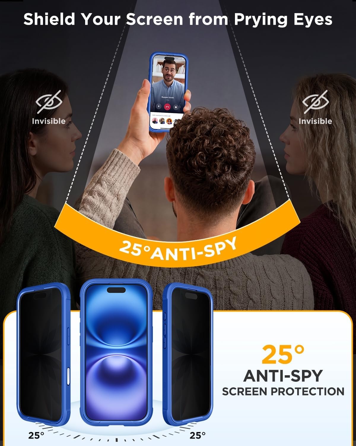 image:imageMiracase for iPhone 18 Pro Case with Privacy Screen Protector BlackSea Blue
