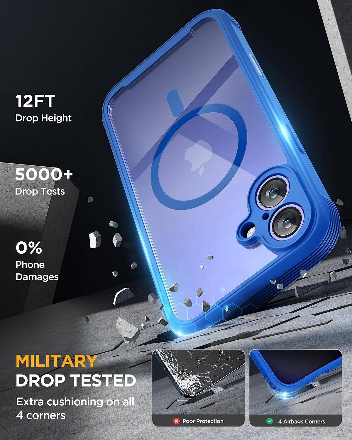 image:imageMiracase for iPhone 18 Pro Case with Privacy Screen Protector BlackSea Blue