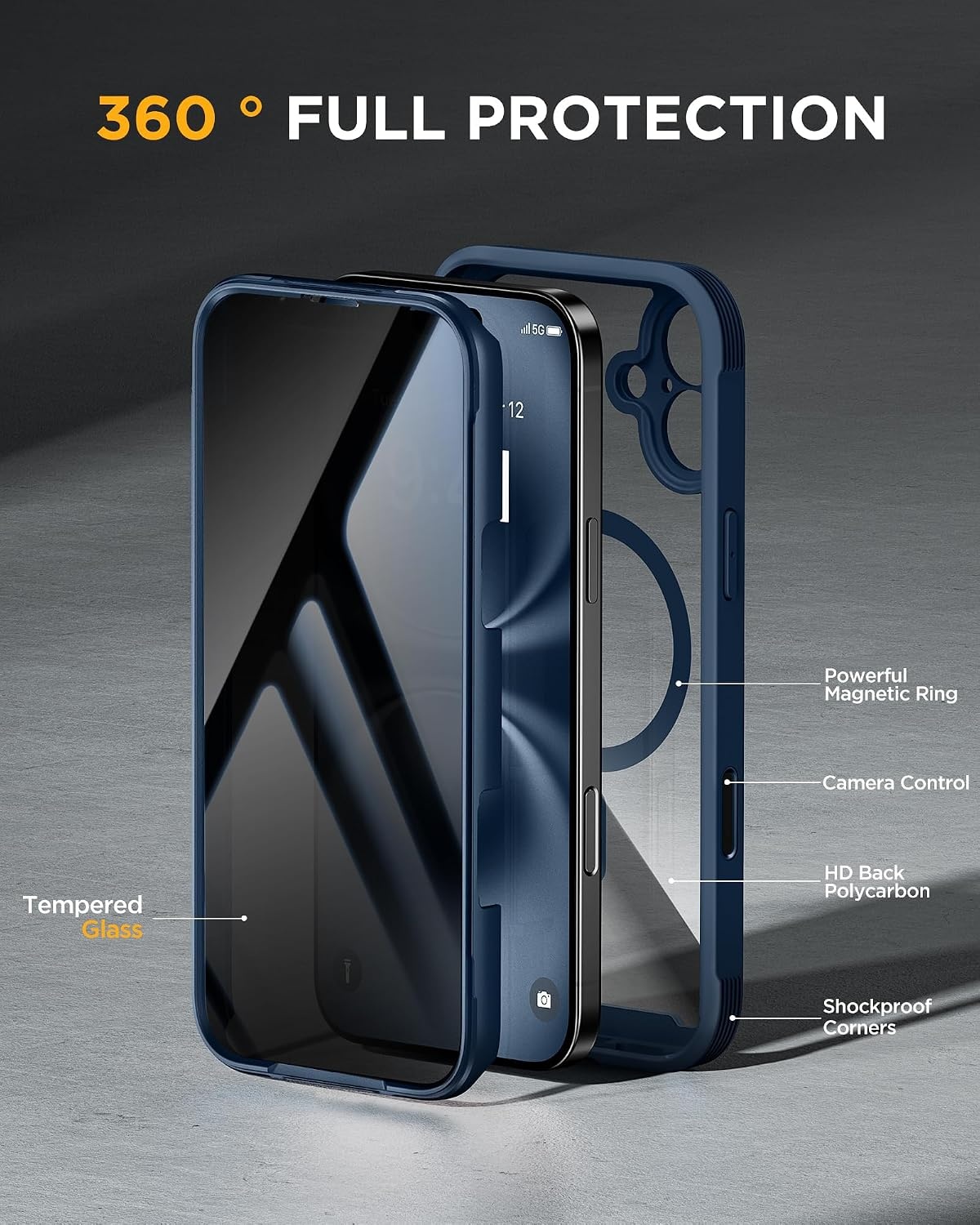 image:imageMiracase for iPhone 18 Pro Case with Privacy Screen Protector BlackStorm Blue