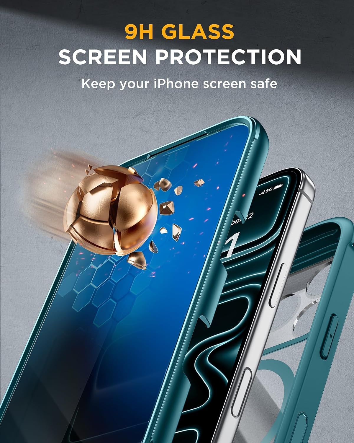 image:imageMiracase for iPhone 18 Pro Case with Privacy Screen Protector BlackTeal