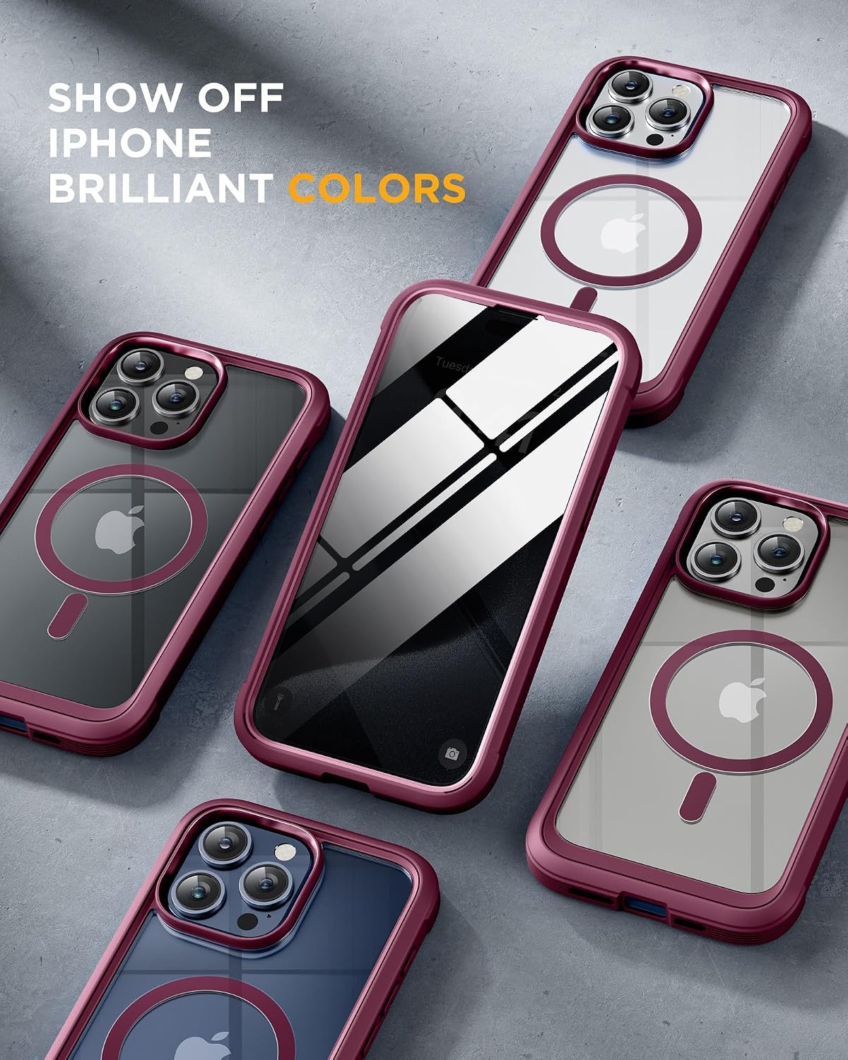 image:imageMiracase for iPhone 18 Pro Case with Privacy Screen Protector BlackWine Red