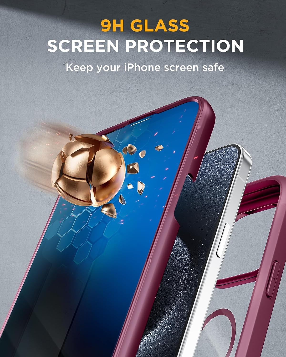 image:imageMiracase for iPhone 18 Pro Case with Privacy Screen Protector BlackWine Red