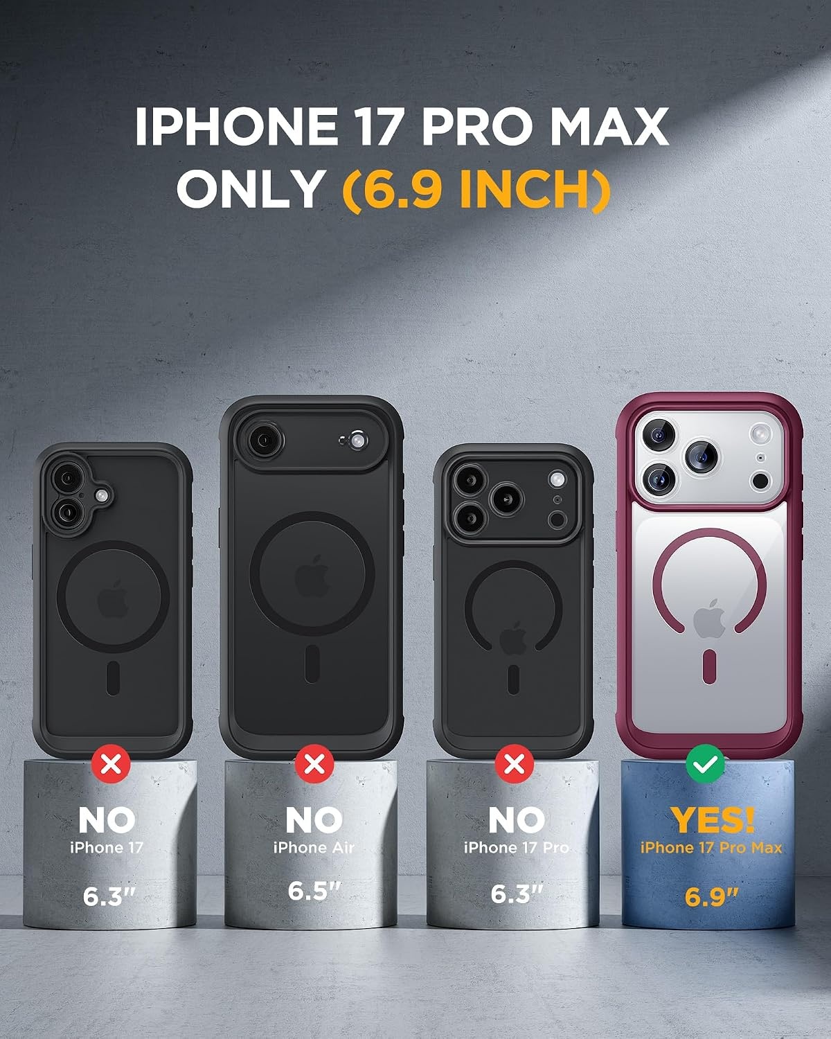 image:imageMiracase for iPhone 18 Pro Case with Privacy Screen Protector BlackWine Red