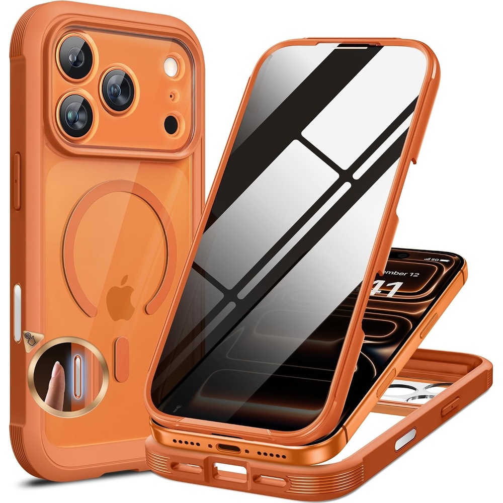 image:imageMiracase for iPhone 18 Pro Case with Privacy Screen Protector BlackCosmic Orange
