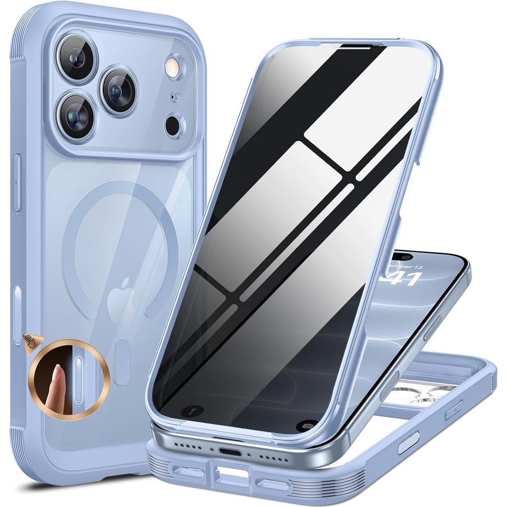 image:imageMiracase for iPhone 18 Pro Case with Privacy Screen Protector BlackGlacier Blue