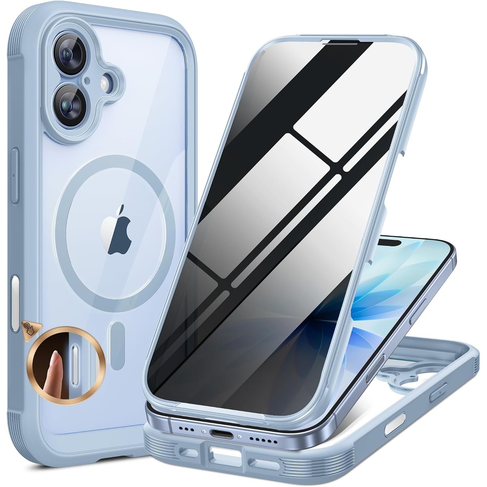 image:imageMiracase for iPhone 18 Pro Case with Privacy Screen Protector BlackLight Blue