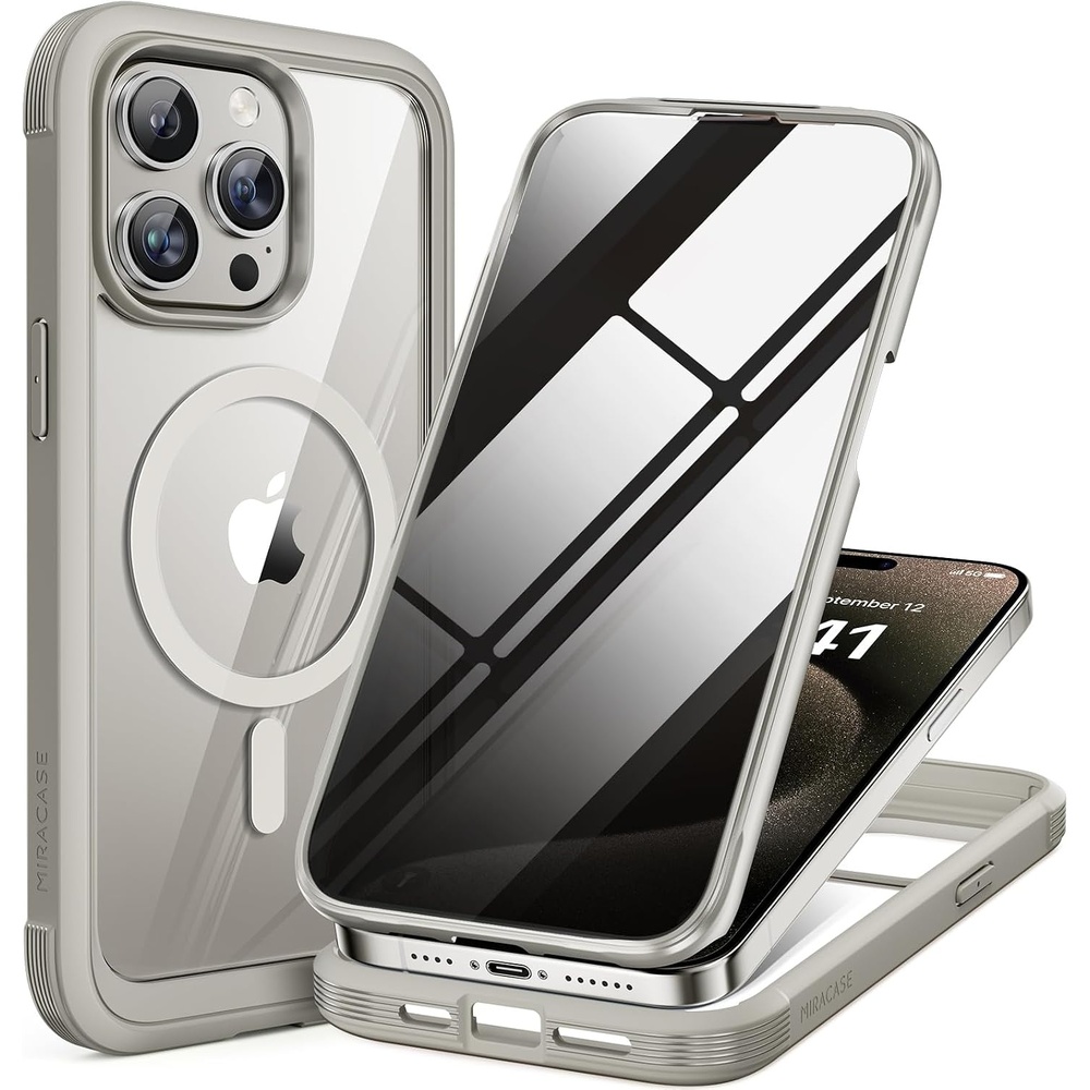 image:imageMiracase for iPhone 18 Pro Case with Privacy Screen Protector BlackNatural Titanium