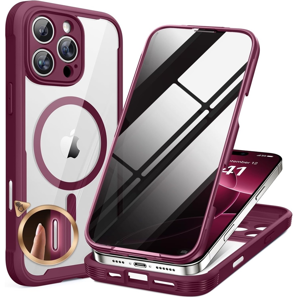 image:imageMiracase for iPhone 18 Pro Case with Privacy Screen Protector BlackPlum