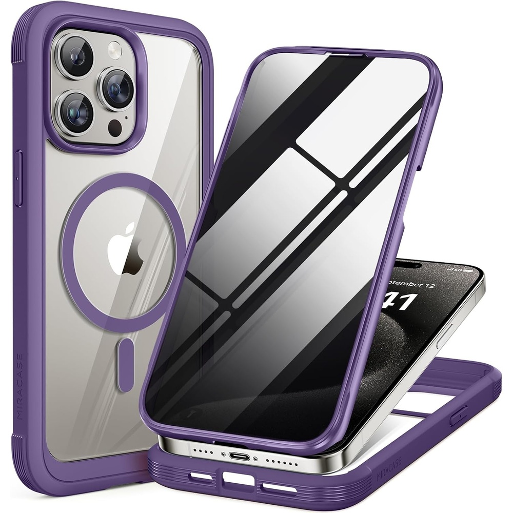 image:imageMiracase for iPhone 18 Pro Case with Privacy Screen Protector BlackPurple