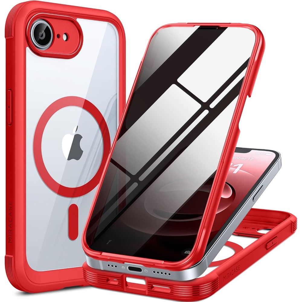 image:imageMiracase for iPhone 18 Pro Case with Privacy Screen Protector BlackRed