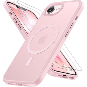Miracase for iPhone 16e case & iPhone 17e Case for MagSafe [with 2×9H+ Screen Protectors] TOP Military-Grade Protection Shockproof with Velvet Touch for iPhone 16e/17e Phone Case 6.1″, Light Pink