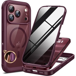 Miracase for iPhone 18 Pro Case with Privacy Screen Protector, Black(Burgundy)