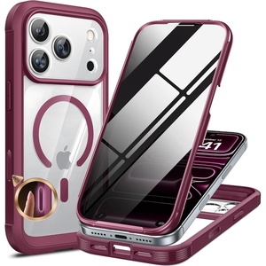 Miracase for iPhone 18 Pro Case with Privacy Screen Protector, Black(Cherry)