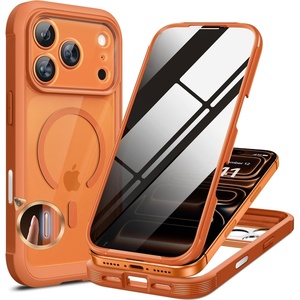 Miracase for iPhone 18 Pro Case with Privacy Screen Protector, Black(Cosmic Orange)