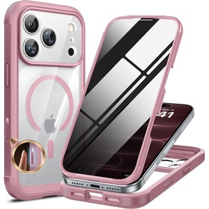 Miracase for iPhone 18 Pro Case with Privacy Screen Protector, Black(Dark Pink)